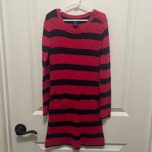 Gap kids girls size M(8) sweater dress pink & blue striped